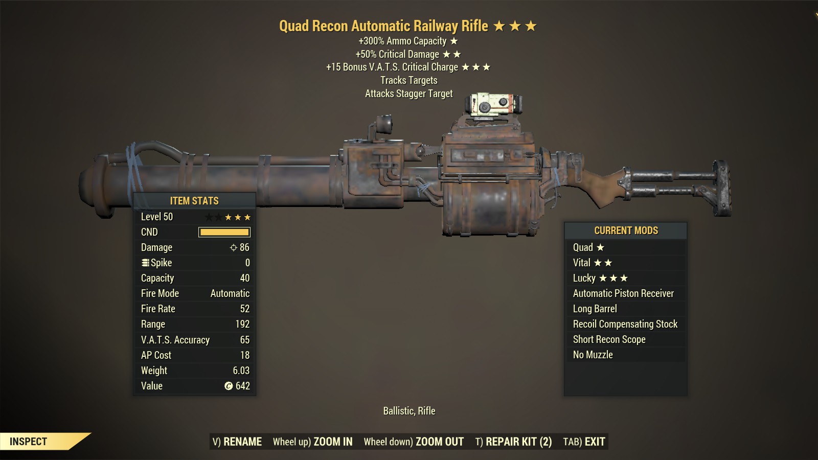 Quad【Vital + Lucky】Railway Rifle